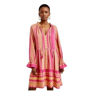 Maeve Pink and citron Long Sleeve Dress 🌸🍋‍🟩